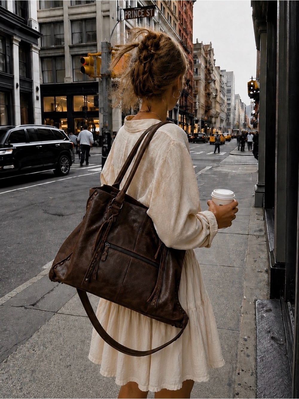 Bed Stu Tote Bag Distressed Dark Brown Leather Weekender Perfect Condition Strap